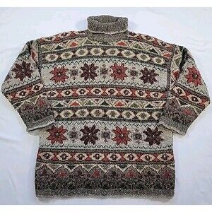Express Tricot Chunky Knit Sweater Size Med Fair Isle Wool Angora Acrylic Silk